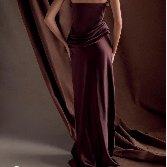 Meshki Jasmine Strapless Maxi Dress-Dark Chocolate - Picture 3 of 4